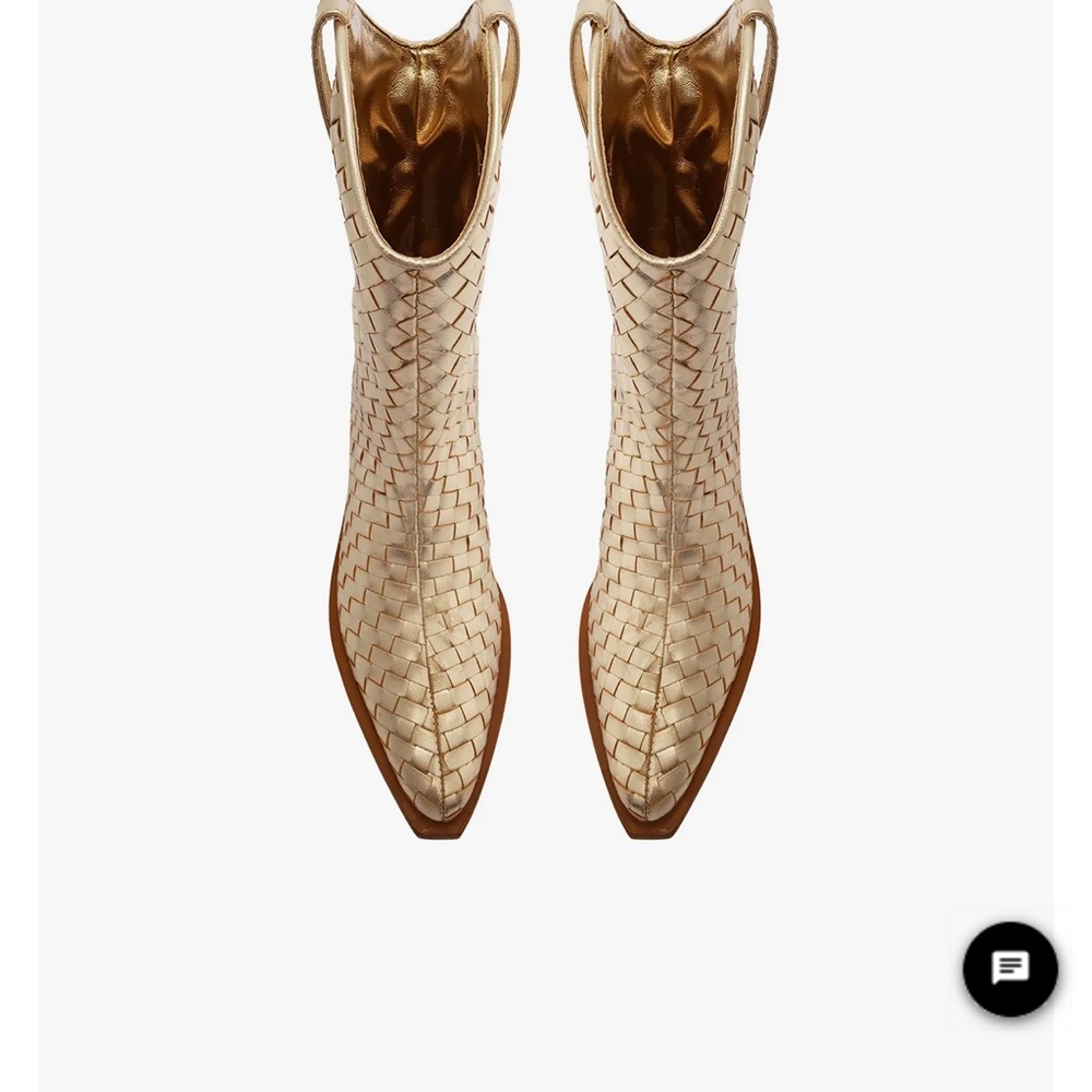 Elegant Gold Woven Ankle Boots